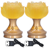 2Set LED Lotus Buddha Lamp Imitated Colored Glaze Prayer Light Home Meditation Buddhist SuppliesEU Plug 100‑240V In Australia - Darrahopens