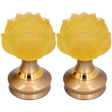 2Set LED Lotus Buddha Lamp Imitated Colored Glaze Prayer Light Home Meditation Buddhist SuppliesEU Plug 100‑240V In Australia - Darrahopens