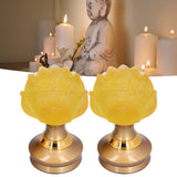 2Set LED Lotus Buddha Lamp Imitated Colored Glaze Prayer Light Home Meditation Buddhist SuppliesEU Plug 100‑240V