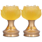 2Set LED Lotus Buddha Lamp Imitated Colored Glaze Prayer Light Home Meditation Buddhist SuppliesAU Plug 100‑240V