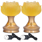 2Set LED Lotus Buddha Lamp Imitated Colored Glaze Prayer Light Home Meditation Buddhist SuppliesUK Plug 100‑240V In Australia - Darrahopens