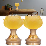 2Set LED Lotus Buddha Lamp Imitated Colored Glaze Prayer Light Home Meditation Buddhist SuppliesUK Plug 100‑240V