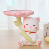 Cat Statue Storage Tray Resin Stable Base Multi Function Cute Cat Sculpture Table Decoration for Entrance