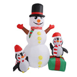 1.8m Snowman Penguin Combination Inflatable Decoration Christmas Outdoor Blow Up Snowman Decoration IP44 with Blower LED Light AU Plug 100‑240V In Australia - Darrahopens