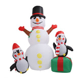 1.8m Snowman Penguin Combination Inflatable Decoration Christmas Outdoor Blow Up Snowman Decoration IP44 with Blower LED Light AU Plug 100‑240V In Australia - Darrahopens