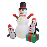 1.8m Snowman Penguin Combination Inflatable Decoration Christmas Outdoor Blow Up Snowman Decoration IP44 with Blower LED Light AU Plug 100‑240V