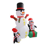 1.8m Snowman Penguin Combination Inflatable Decoration Christmas Outdoor Blow Up Snowman Decoration IP44 with Blower LED Light AU Plug 100‑240V