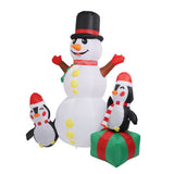 1.8m Snowman Penguin Combination Inflatable Decoration Christmas Outdoor Blow Up Snowman Decoration IP44 with Blower LED Light AU Plug 100‑240V