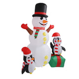 1.8m Snowman Penguin Combination Inflatable Decoration Christmas Outdoor Blow Up Snowman Decoration IP44 with Blower LED Light AU Plug 100‑240V