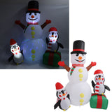1.8m Snowman Penguin Combination Inflatable Decoration Christmas Outdoor Blow Up Snowman Decoration IP44 with Blower LED Light AU Plug 100‑240V