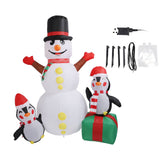 1.8m Snowman Penguin Combination Inflatable Decoration Christmas Outdoor Blow Up Snowman Decoration IP44 with Blower LED Light UK Plug 220‑240V