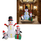 1.8m Snowman Penguin Combination Inflatable Decoration Christmas Outdoor Blow Up Snowman Decoration IP44 with Blower LED Light UK Plug 220‑240V