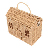 Handwoven Rattan Bag House Shape Portable Handle Adjustable Strap Rattan Shoulder Bag for Beach Travel Outing In Australia - Darrahopens