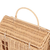 Handwoven Rattan Bag House Shape Portable Handle Adjustable Strap Rattan Shoulder Bag for Beach Travel Outing In Australia - Darrahopens