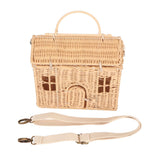 Handwoven Rattan Bag House Shape Portable Handle Adjustable Strap Rattan Shoulder Bag for Beach Travel Outing In Australia - Darrahopens