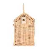 Handwoven Rattan Bag House Shape Portable Handle Adjustable Strap Rattan Shoulder Bag for Beach Travel Outing