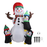 1.8m Height Christmas Inflatable Snowman Penguins with Led Lights Blow Up Snowman Penguins Outdoor Yard Decoration US Plug 100‑240V