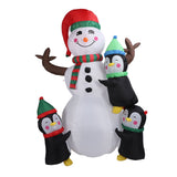 1.8m Height Christmas Inflatable Snowman Penguins with Led Lights Blow Up Snowman Penguins Outdoor Yard Decoration US Plug 100‑240V