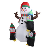 1.8m Height Christmas Inflatable Snowman Penguins with Led Lights Blow Up Snowman Penguins Outdoor Yard Decoration US Plug 100‑240V