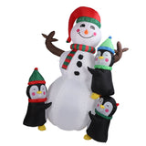 1.8m Height Christmas Inflatable Snowman Penguins with Led Lights Blow Up Snowman Penguins Outdoor Yard Decoration UK Plug 220V