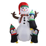 1.8m Height Christmas Inflatable Snowman Penguins with Led Lights Blow Up Snowman Penguins Outdoor Yard Decoration UK Plug 220V