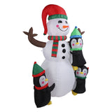 1.8m Height Christmas Inflatable Snowman Penguins with Led Lights Blow Up Snowman Penguins Outdoor Yard Decoration UK Plug 220V