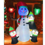 1.8m Height Christmas Inflatable Snowman Penguins with Led Lights Blow Up Snowman Penguins Outdoor Yard Decoration UK Plug 220V