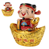 CAI Shen Statue Automatic Nodding Lucky Decoration 12 Inch God of Wealth Figurine Small Caishen Figurines for Car Porch