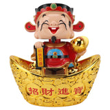 12 Inch Solar Powered Statue God of Wealth Nodding Ornament Prosperity and Fortune Meaning Car Desktop Decoration