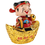 12 Inch Solar Powered Statue God of Wealth Nodding Ornament Prosperity and Fortune Meaning Car Desktop Decoration