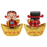 12 Inch Solar Powered Statue God of Wealth Nodding Ornament Prosperity and Fortune Meaning Car Desktop Decoration