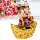 12 Inch Solar Powered Statue God of Wealth Nodding Ornament Prosperity and Fortune Meaning Car Desktop Decoration