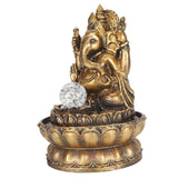 Resin Water Fountain Decorative Relaxing Improve Air Humidity Circulation Water LED Southeast Asia Buddha Water Fountain for Desktop US Plug 110V