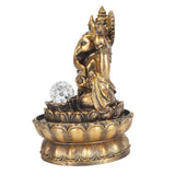 Resin Water Fountain Decorative Relaxing Improve Air Humidity Circulation Water LED Southeast Asia Buddha Water Fountain for Desktop EU Plug 220‑240V