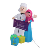 Inflatable Muslim Outdoor Decorations 5.9ft IP44 Waterproof Tear Resistant Couple Shape Muslim Holidays Inflatables Yard Decor US Plug 100‑120V