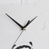 Double Sided Corner Wall Clock Metal Square Cute Panda Decorative Modern Silent Wall Clock with Non Marking Nails for Living Room