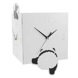 Double Sided Corner Wall Clock Metal Square Cute Panda Decorative Modern Silent Wall Clock with Non Marking Nails for Living Room