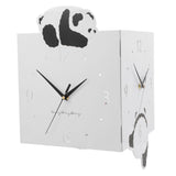 Double Sided Corner Wall Clock Metal Square Cute Panda Decorative Modern Silent Wall Clock with Non Marking Nails for Living Room