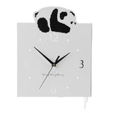 Double Sided Corner Wall Clock Metal Square Cute Panda Decorative Modern Silent Wall Clock with Non Marking Nails for Living Room