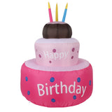 Inflatable Happy Birthday Cake with Candle IP44 Waterproof Birthday Blow Up Yard Decoration with LED Light for Party Yard Garden Lawn US Plug 100-120V