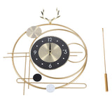 Wall Clock for Living Room Decor Metal Deer Horn Swinging Gold Pendulum Geometric Wall Clock Decor for Office Bedroom In Australia - Darrahopens