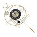 Wall Clock for Living Room Decor Metal Deer Horn Swinging Gold Pendulum Geometric Wall Clock Decor for Office Bedroom