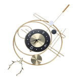 Wall Clock for Living Room Decor Metal Deer Horn Swinging Gold Pendulum Geometric Wall Clock Decor for Office Bedroom
