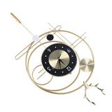 Wall Clock for Living Room Decor Metal Deer Horn Swinging Gold Pendulum Geometric Wall Clock Decor for Office Bedroom