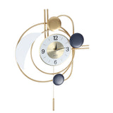 Wall Clock for Living Room Decor with Swinging Gold Pendulum Easy Reading Stainless Steel Alloy Modern Decorative Wall Clock