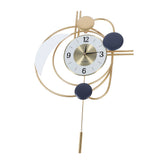 Wall Clock for Living Room Decor with Swinging Gold Pendulum Easy Reading Stainless Steel Alloy Modern Decorative Wall Clock