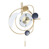 Wall Clock for Living Room Decor with Swinging Gold Pendulum Easy Reading Stainless Steel Alloy Modern Decorative Wall Clock