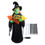 4.4ft Halloween Inflatable Witch Decoration Holiday Blow Up Lighted Witch Yard Lawn Decor for Outdoor Garden US Plug 100‑240V