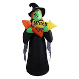 4.4ft Halloween Inflatable Witch Decoration Holiday Blow Up Lighted Witch Yard Lawn Decor for Outdoor Garden US Plug 100‑240V