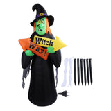 4.4ft Halloween Inflatable Witch Decoration Holiday Blow Up Lighted Witch Yard Lawn Decor for Outdoor Garden EU Plug 220‑240V